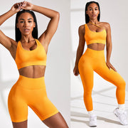 Seamless Solid Color Knitted High Elastic Sports Bra Underwear Yoga Pants