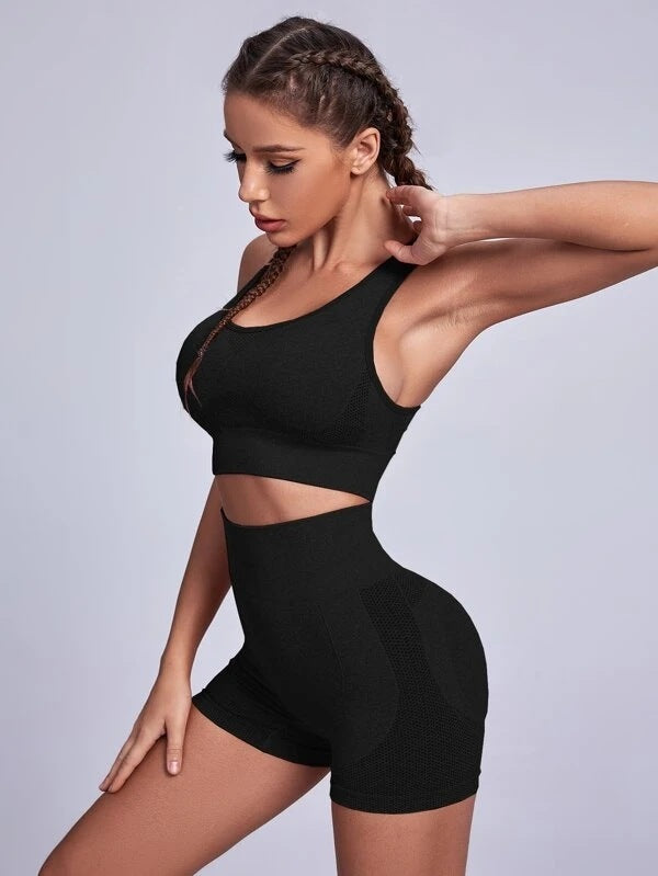 Seamless Yoga Clothes Suit Women's High Waist Belly Contracting
